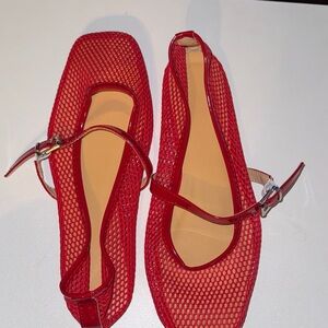 Chic Red Mesh Women's Flats